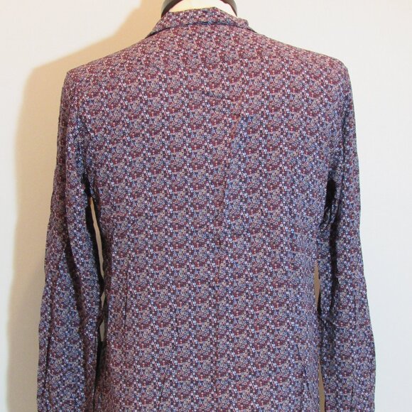 John Lennon Purple Geometric Print Camp Collar 100% Viscose Lightweight Shirt M - Picture 8 of 11